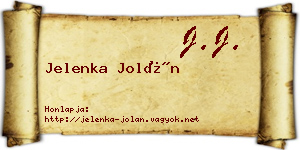 Jelenka Jolán névjegykártya